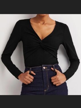 Elegant Navy Long Sleeve Top